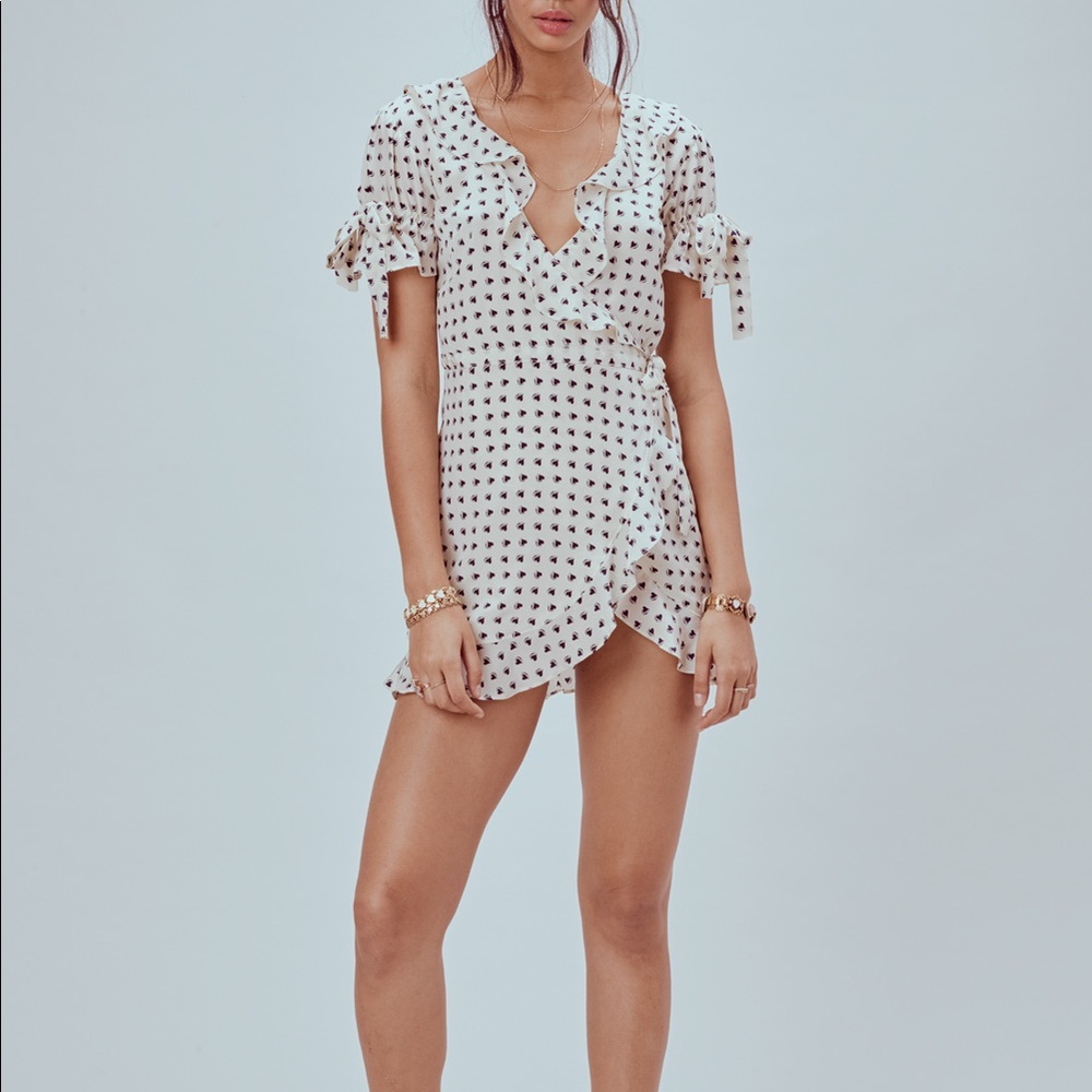 For Love & Lemons sweetheart wrap mini dress